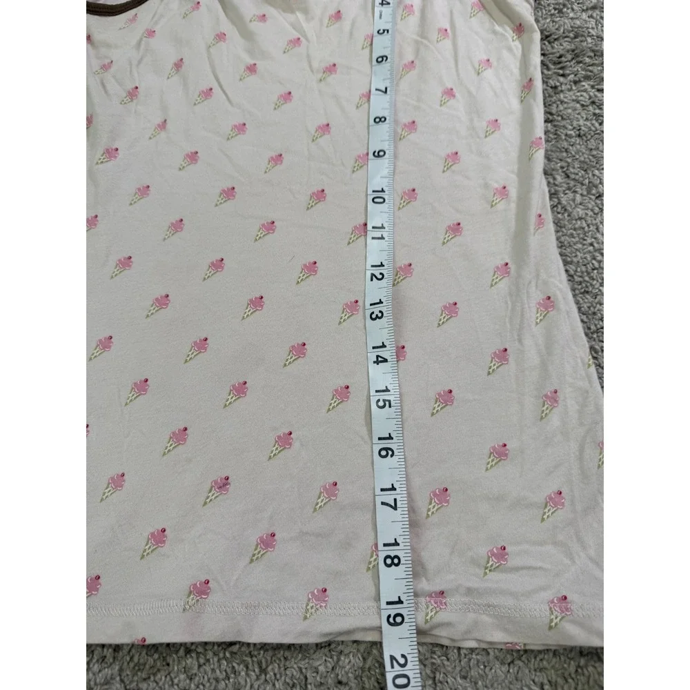 Womens Y2 Ice Cream Cone Camisole Pink Brown Coquette Cami Top Loungewear M - Picture 6 of 6